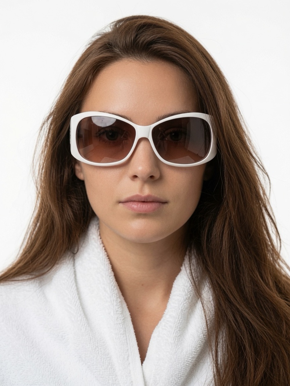 White ROBERTO CAVALLI Oversized Women's Sunglasses with Brown Gradient Lenses